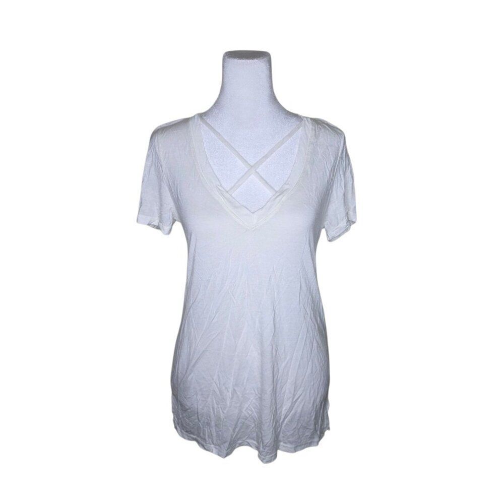 Urban Outfitters Project Social T Criss Cross Short Sleeve Shirt Women Size M Wh